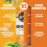 Remedy Kombucha Ginger Lemon 4 x 330ml, imported from the UK