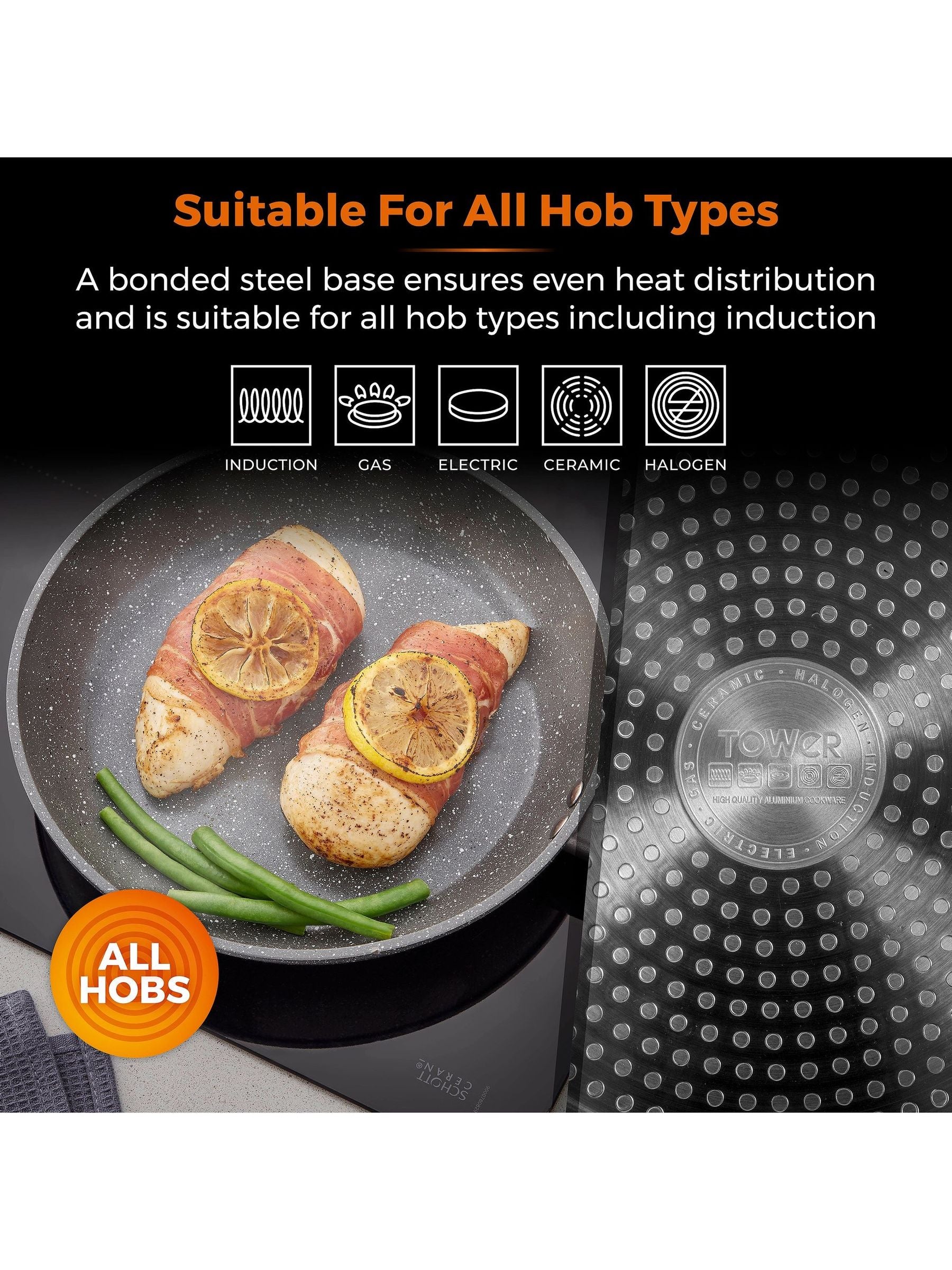 Tower grey 2 piece frying pan set 20cm 28cm (British brand)