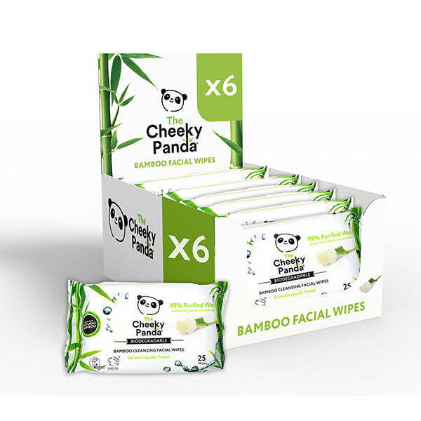 The Cheeky Panda Bamboo Facial Wipes Rose 6 Pack