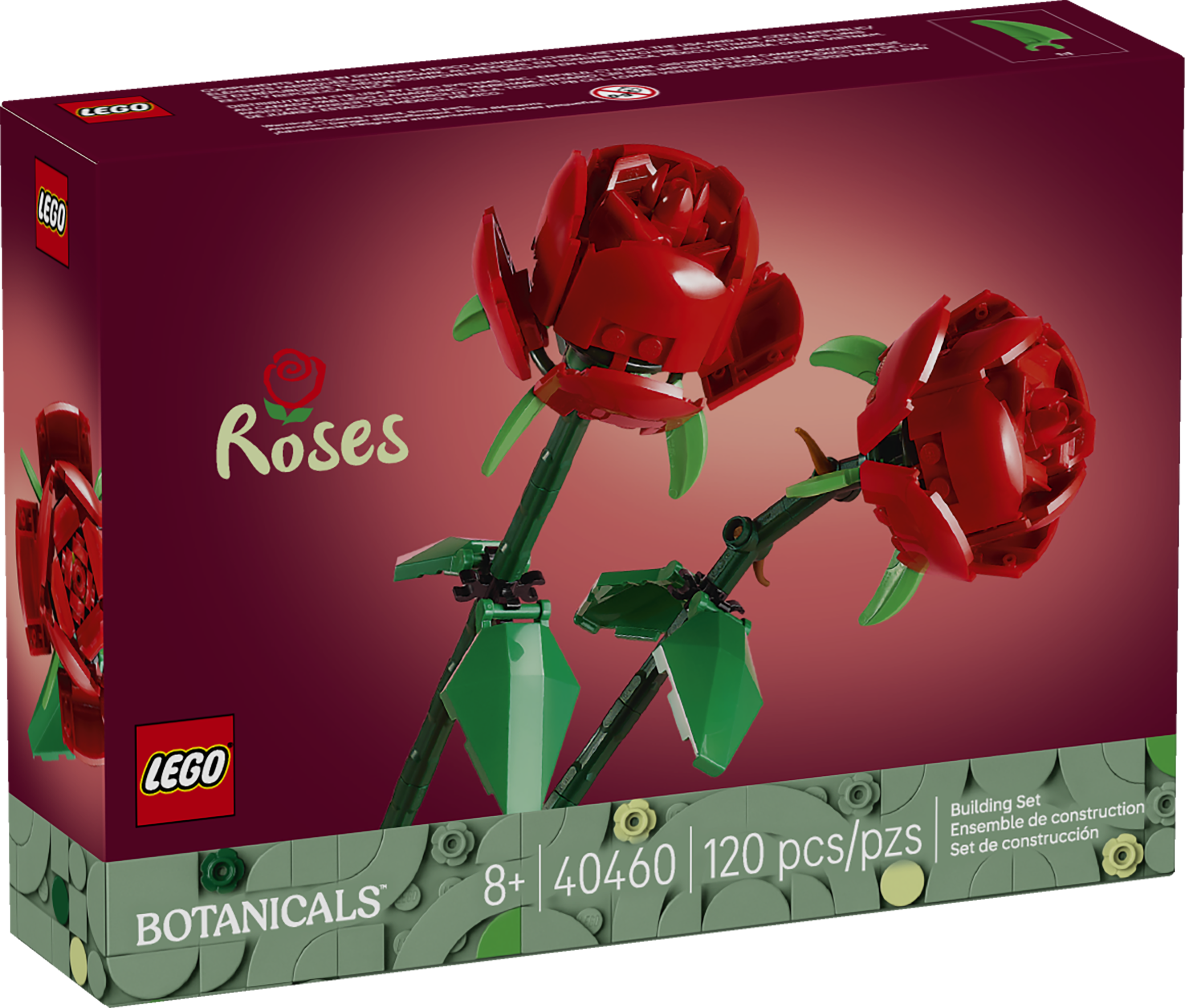 LEGO Roses Red Flower Set 120 Pieces, imported from the UK