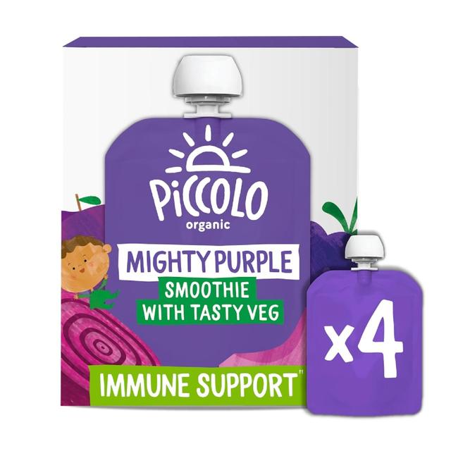 Piccolo Purple Organic Fruit & Veg Smoothie Pouches 6 mths+ Multipack   4 x 90g