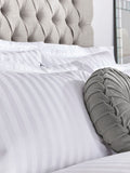 Laura Ashley White 100% Cotton Sateen 400 Thread Count Shalford Duvet Cover And Pillowcase Set