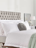 Laura Ashley White 100% Cotton Sateen 400 Thread Count Shalford Duvet Cover And Pillowcase Set