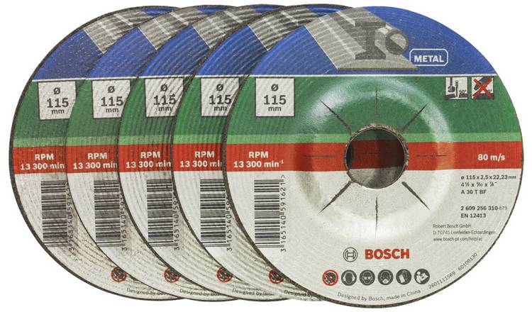 Bosch metal cutting discs 115mm 5 piece, UK version