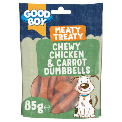 ASDA Good Boy Meaty Treaty Chewy Chicken & Carrot Dumbbells Dog Treats 85g- Buy online at McGrocer