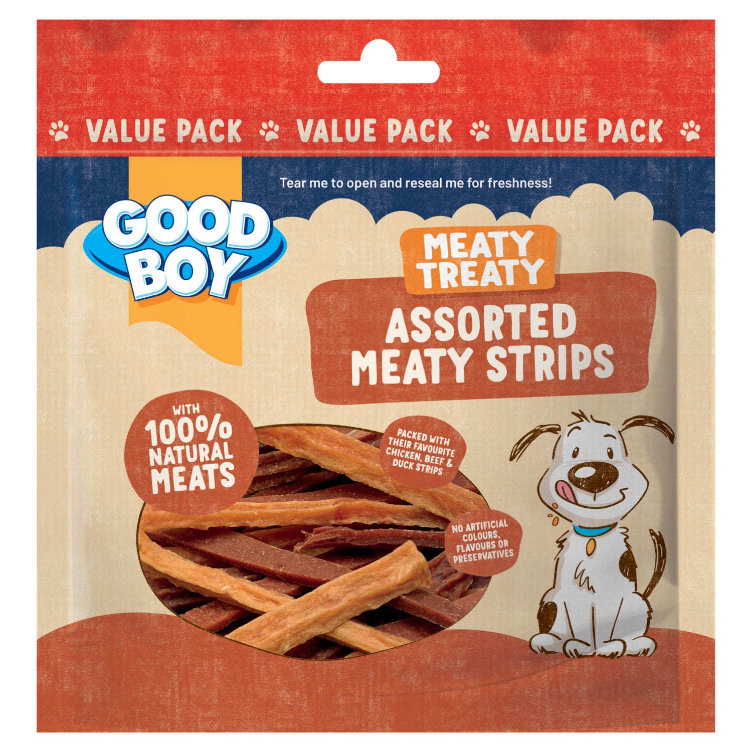 Good Boy dog treat strips Assorted Meaty 220g - British product