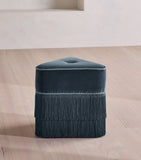 Soho Home velvet Marta footstool, imported from the UK