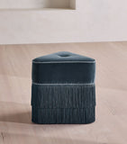 Soho Home velvet Marta footstool, imported from the UK