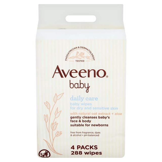 Aveeno Baby Daily Care Wipes   4 x 72 per pack