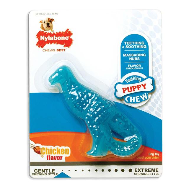 Nylabone Puppy Teething Dental Dino Chicken Small Dog Toy GOODS M&S   