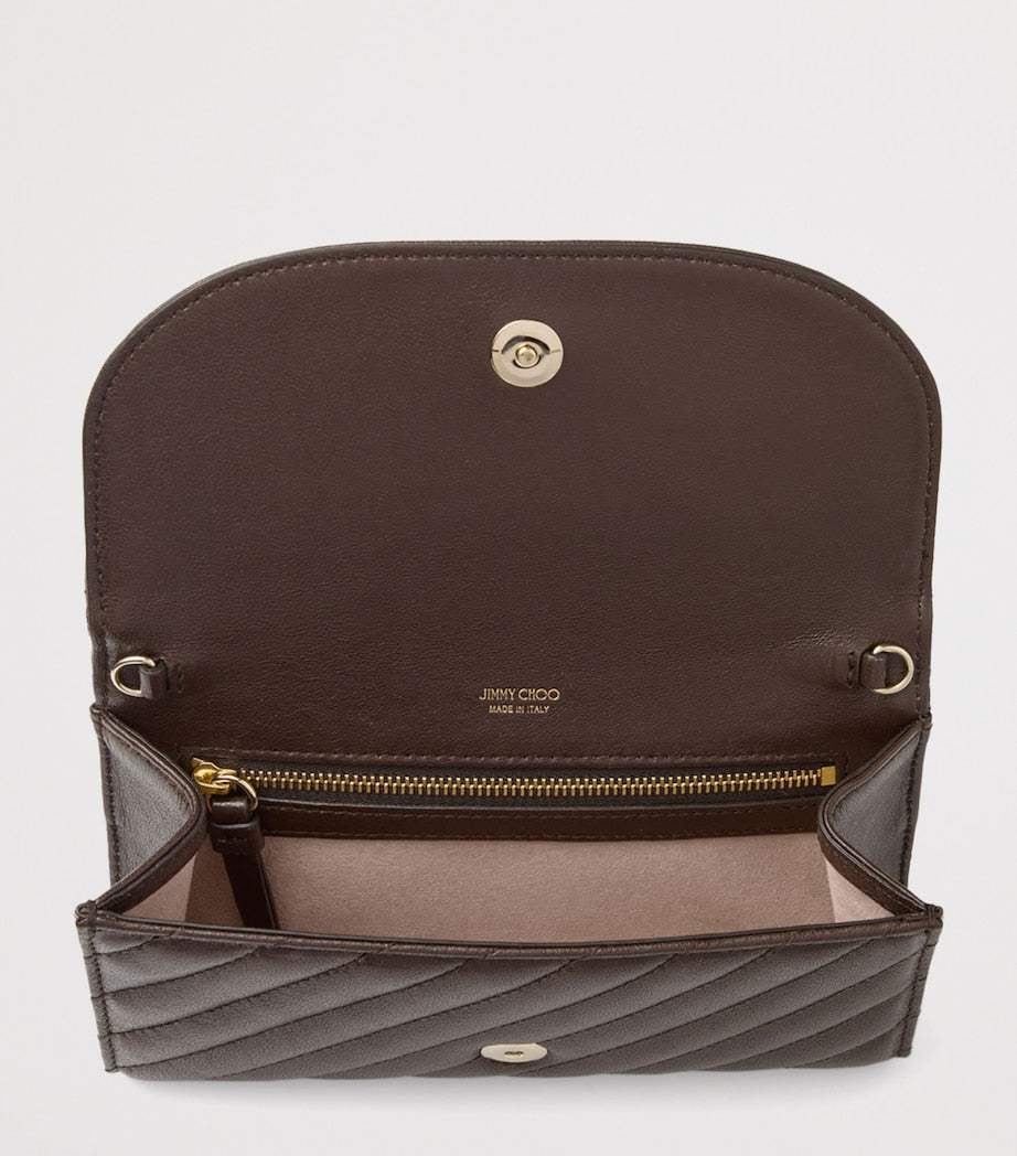 Jimmy Choo Curve wallet on chain lambskin bag (British brand)