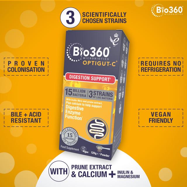 Bio360 OptiGUT-C (15 Billion Bacteria) Powder from Natures Aid   120g GOODS M&S   