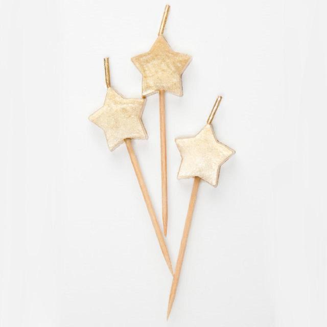 Gold Star Birthday Candles   6 per pack GOODS M&S   