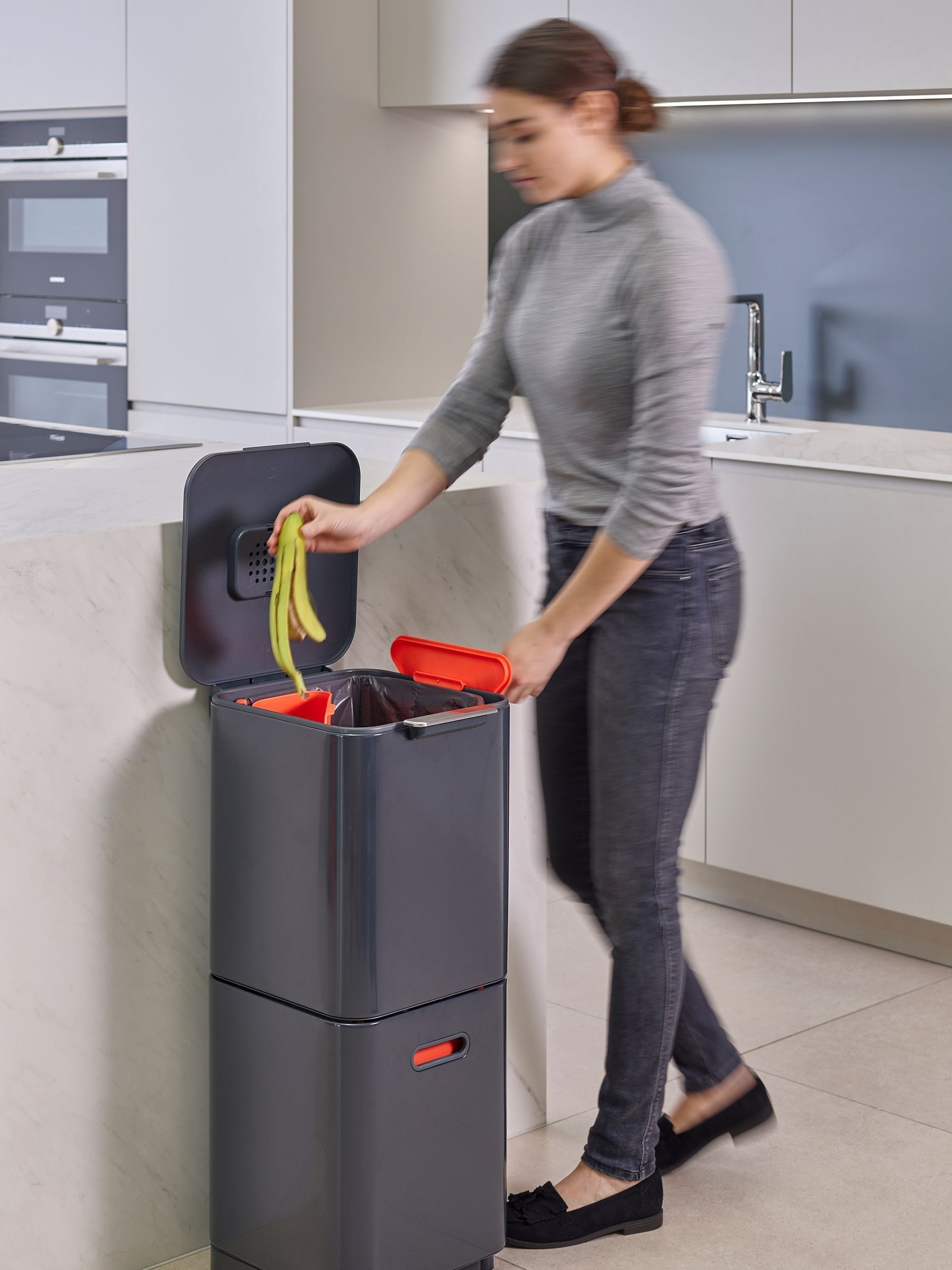 Joseph Joseph Grey Totem Compact 40L waste separation bin, UK version