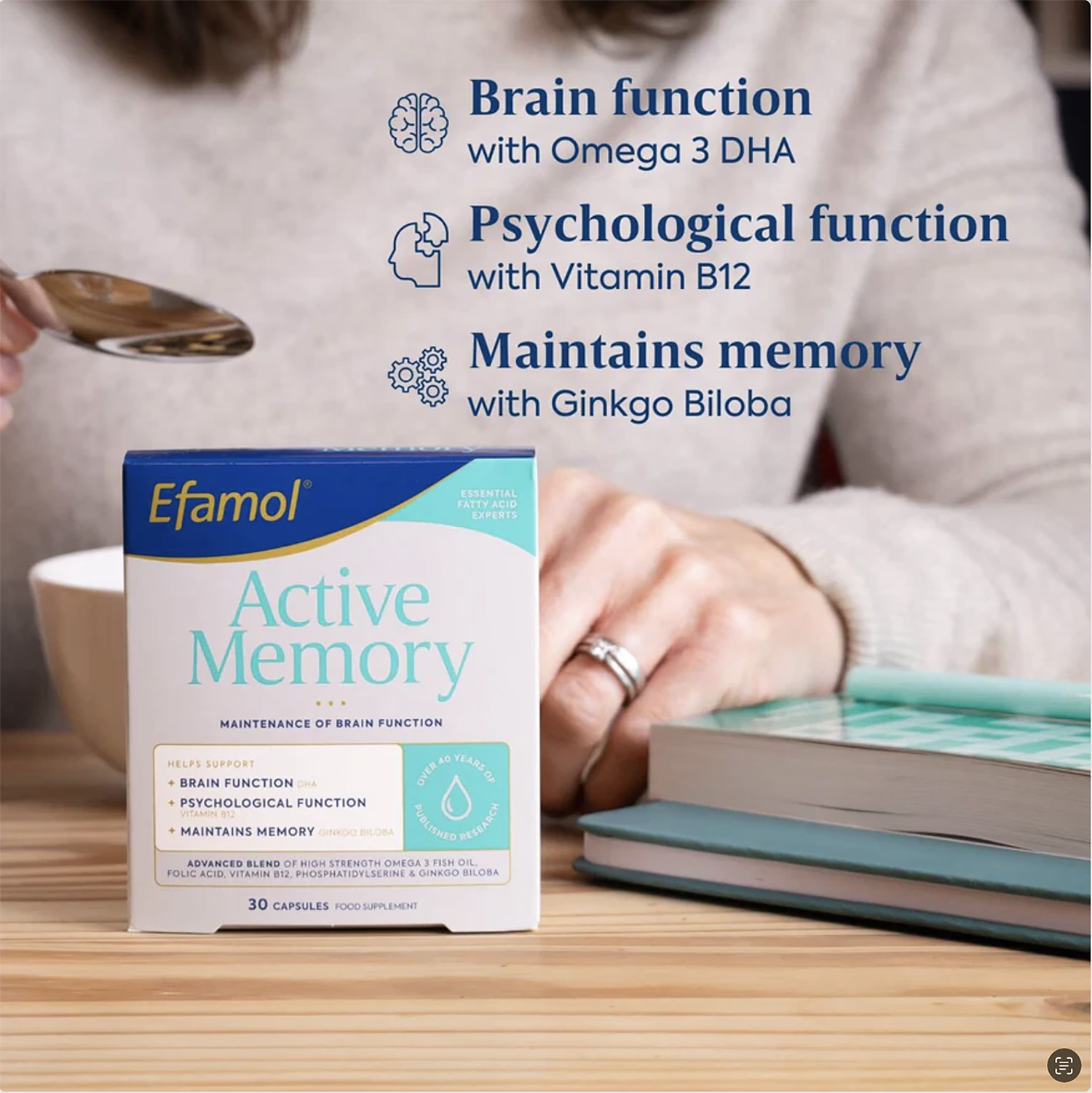 Efamol Active Memory brain supplement 30 capsules, UK version