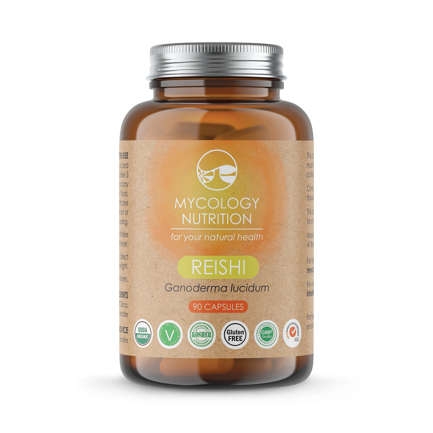 Mycology Nutrition organic reishi capsules 450mg 90 caps, imported from the UK