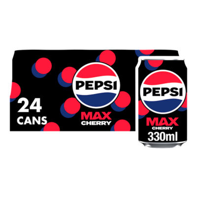 Pepsi Max cherry sugar-free cola 24 x 330ml cans, imported from the UK