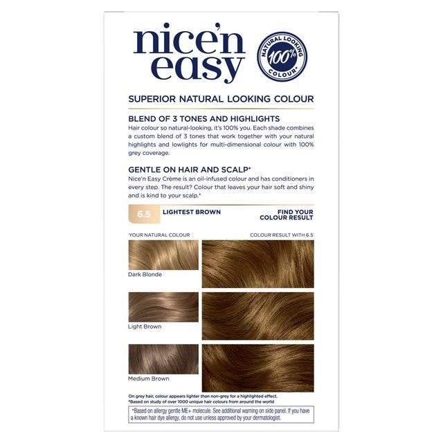 Clairol Nice'n Easy Hair Dye 6.5 Lightest Brown GOODS M&S   