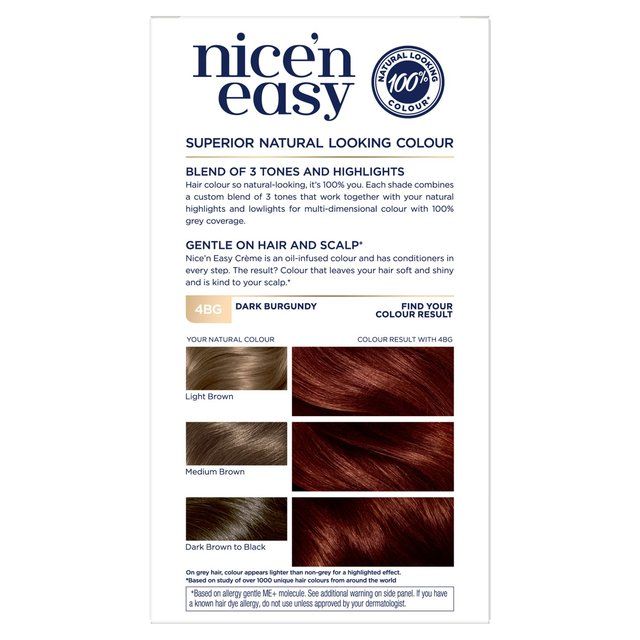 Clairol Nice'n Easy Hair Dye 4BG Dark Burgundy GOODS M&S   