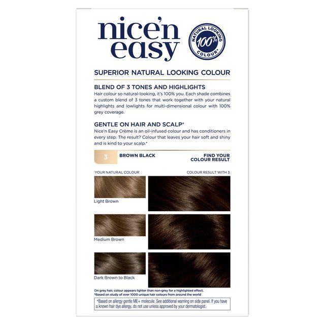 Clairol Nice'n Easy Hair Dye 3 Brown Black GOODS M&S   