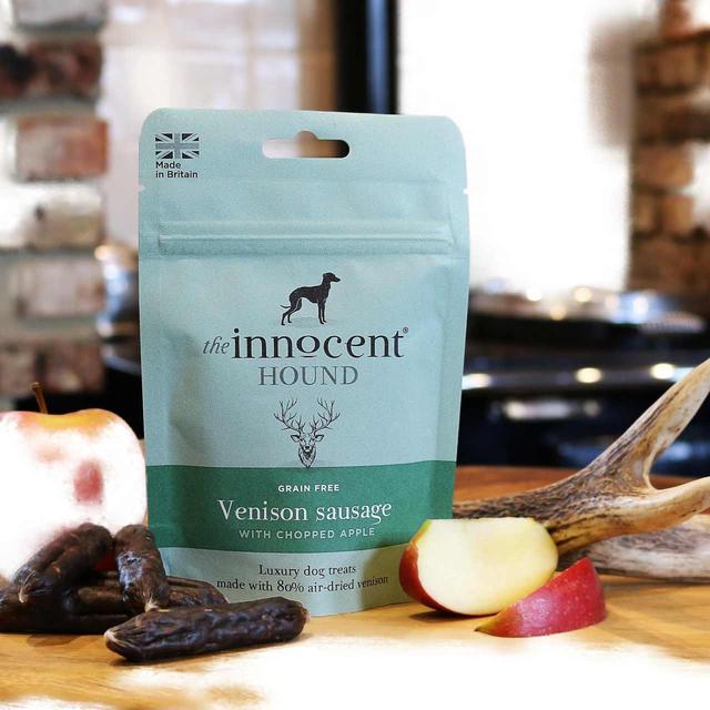 The Innocent Hound Dog Treats Venison Sausages with Chopped Apple   7 per pack