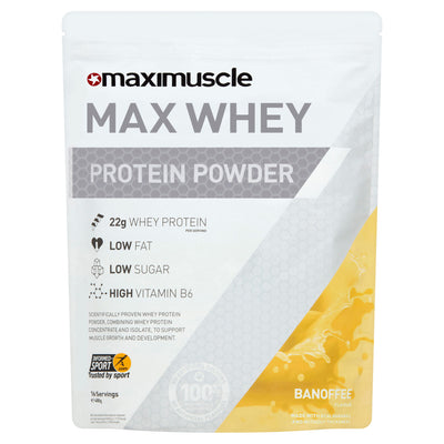 ASDA MaxiMuscle Max Whey Protein Powder Banoffee Flavour- Buy online at McGrocer