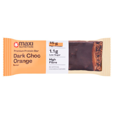 MaxiNutrition protein bar dark choc orange 45g (British brand)