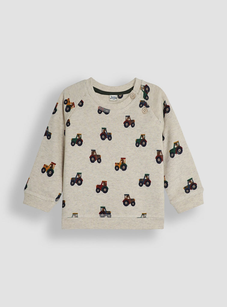 JOJO MAMAN BÉBÉ Tractor Print Sweatshirt & Velour Cargo Jogger Set Up To 3 mths