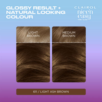 Clairol Nice'n Easy Tone + Gloss light ash brown semi permanent hair dye (British brand)