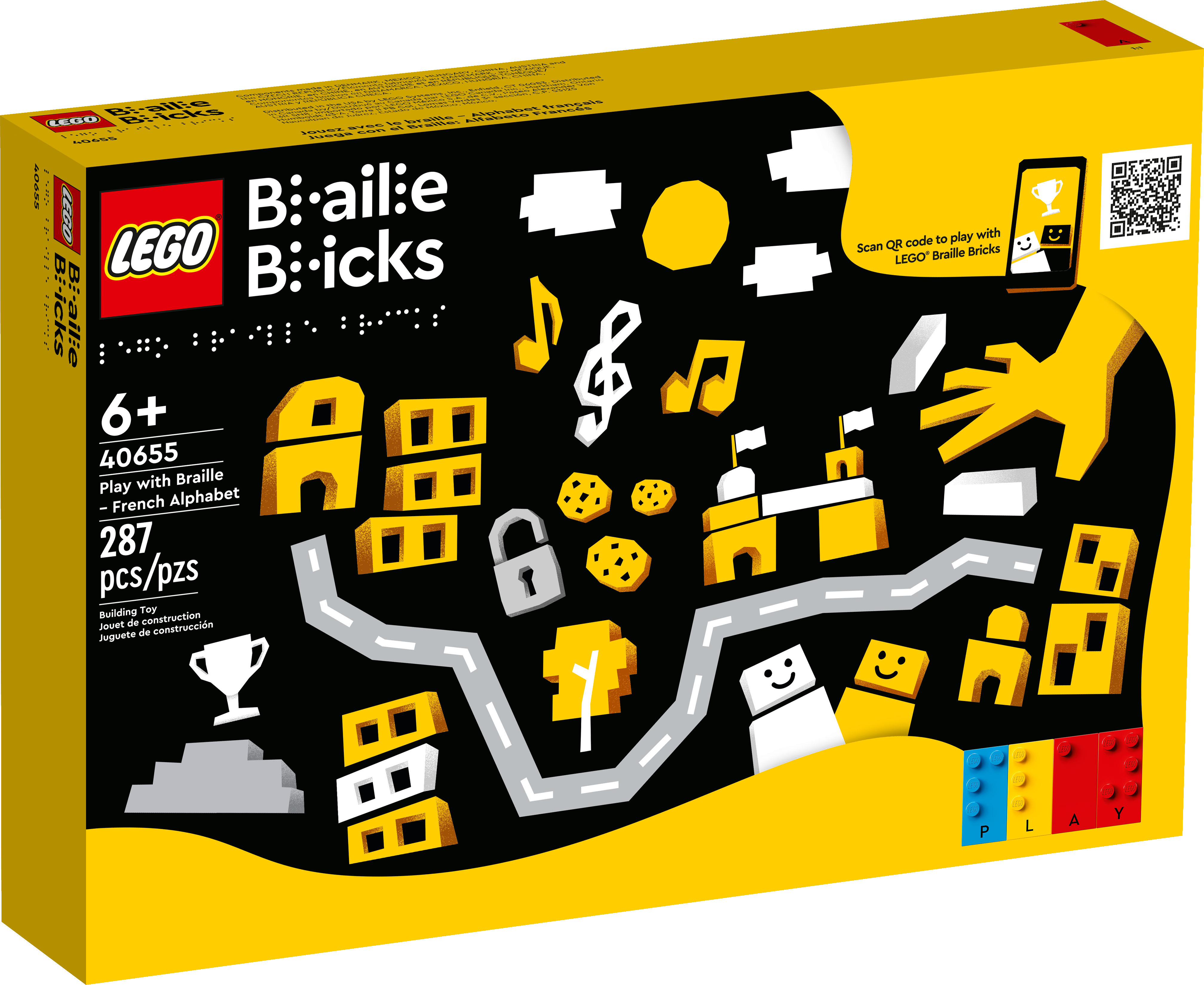 LEGO Play with Braille French Alphabet 287 pieces, imported from the UK