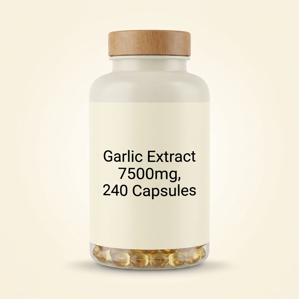 Holland & Barrett garlic supplement 7500mg 240 capsules, imported from the UK