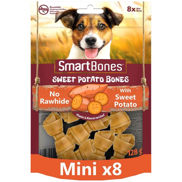 SmartBones 8 Mini Sweet Potato Rawhide Free Bones Dog Treats   128g