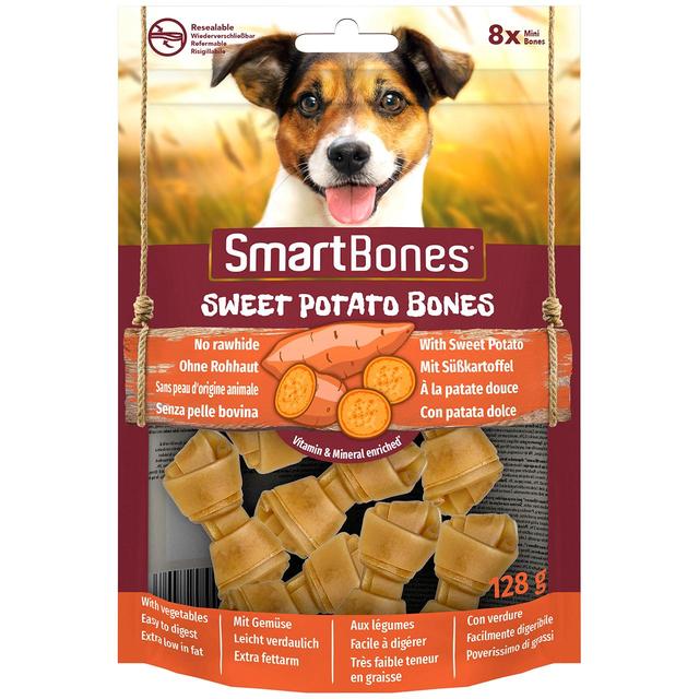 SmartBones 8 Mini Sweet Potato Rawhide Free Bones Dog Treats   128g GOODS M&S   