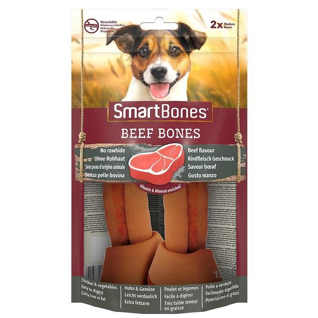 SmartBones 2 Medium Beef Rawhide Free Bone Dog Treats   158g