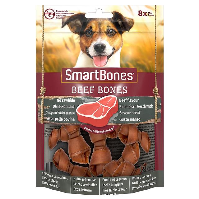 SmartBones 8 Mini Beef Rawhide Free Bones Dog Treats   128g GOODS M&S   