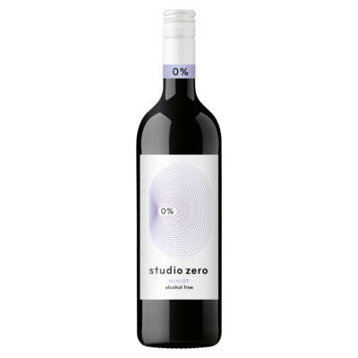 Studio Zero alcohol free Merlot wine 75cl, imported from the UK