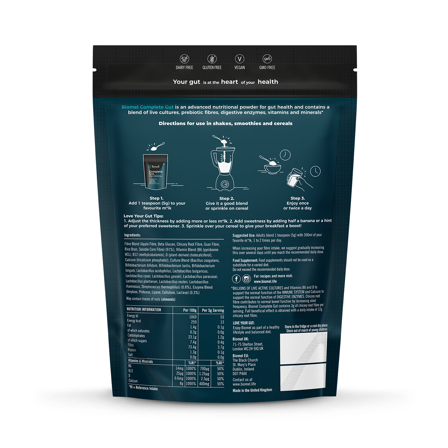 Biomel Complete Gut unflavoured powder 150g - British product