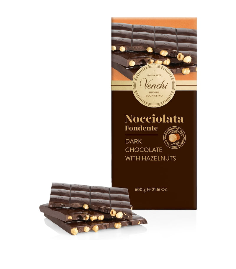 Venchi 1878 dark chocolate bar with hazelnuts 600g, UK version
