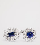 Suzanne Kalan drop earrings white gold diamond blue sapphire, imported from the UK