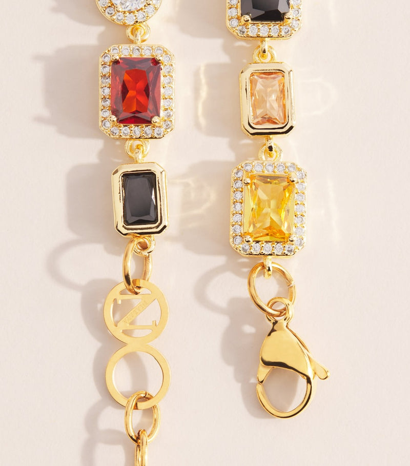 Nialaya gold-plated bracelet with multicolour zirconia stones - British product