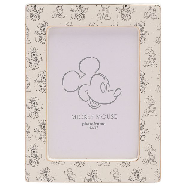 Disney Mickey Minnie ceramic photo frame white 4x6, UK version