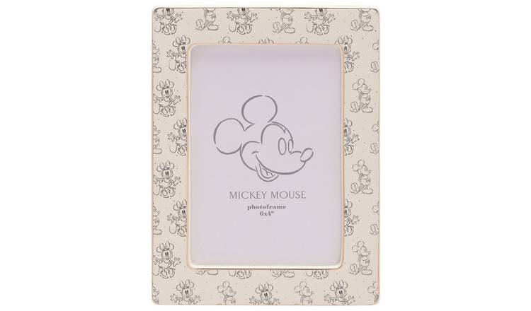 Disney Mickey Minnie ceramic photo frame white 4x6, UK version