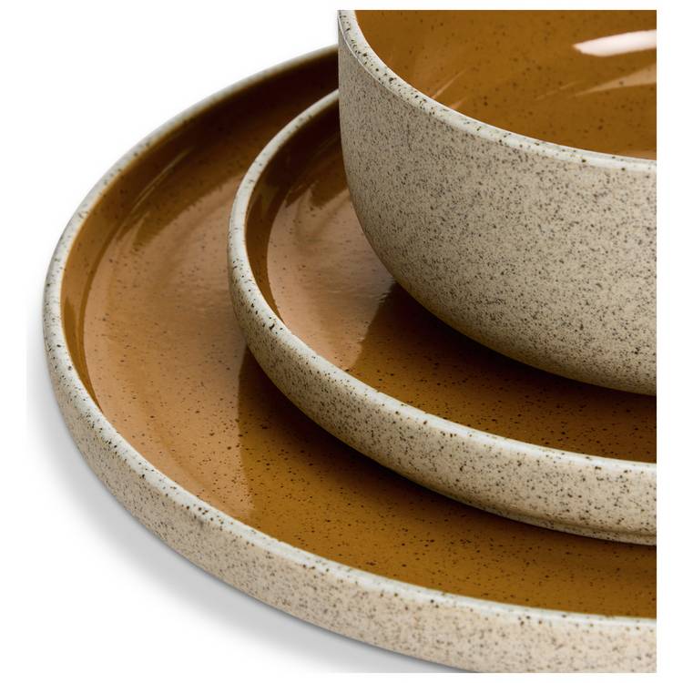 Habitat stoneware dinner set with caramel glaze and raw edge - British product