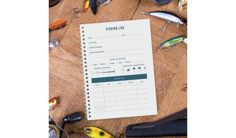 Personalised A5 fishing log book with custom name, imported from the UK
