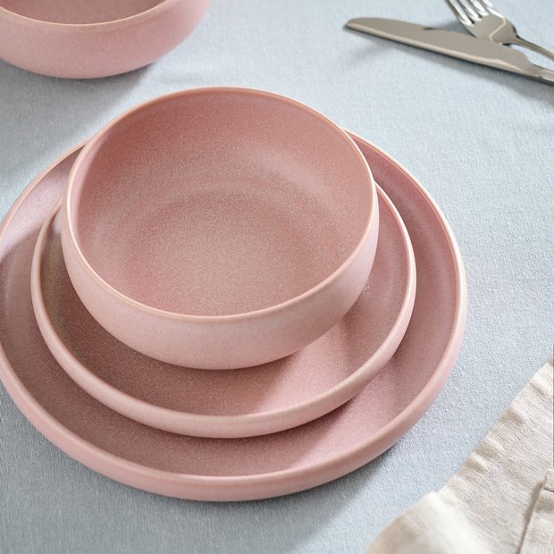 Habitat pink 12-piece dinner set, imported from the UK