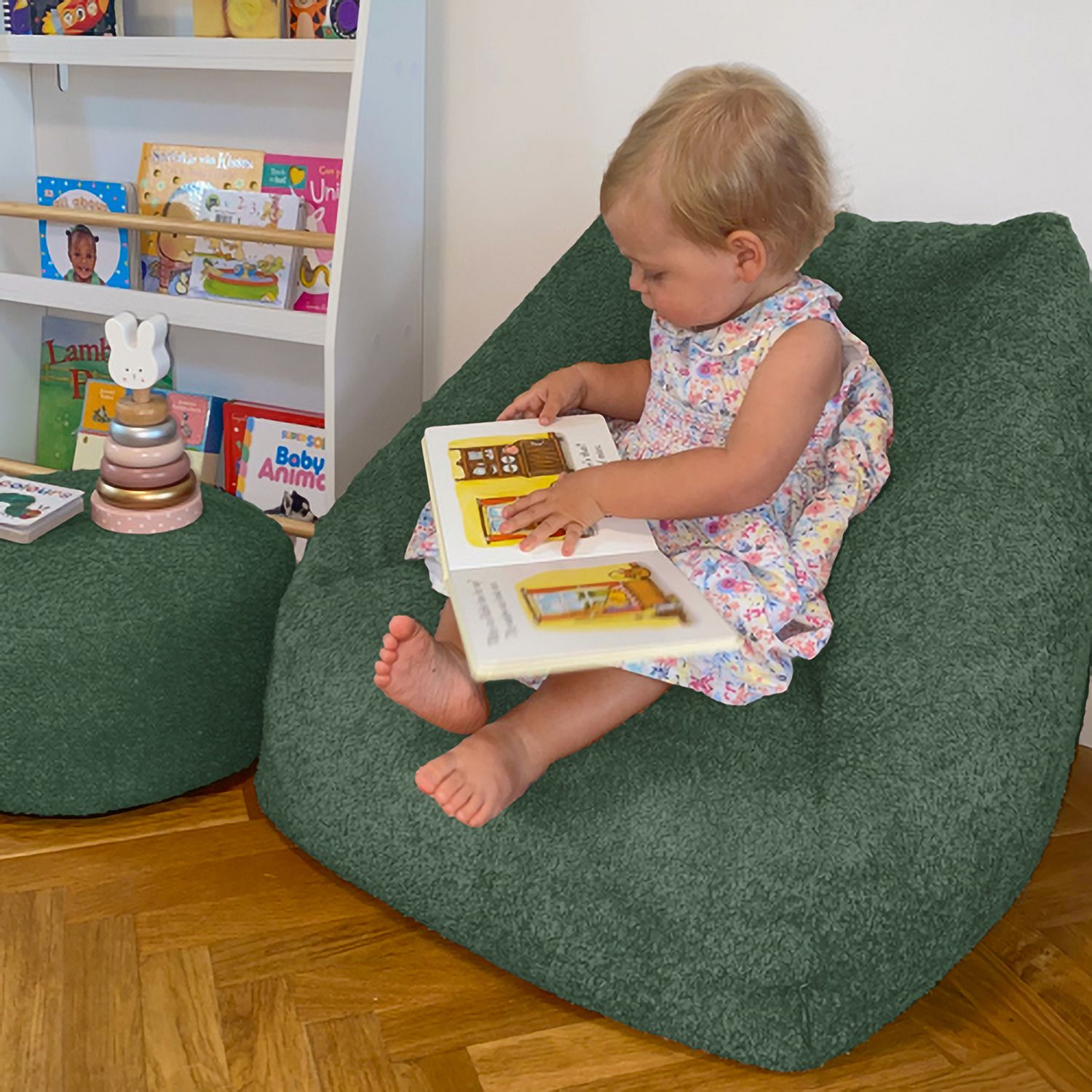 rucomfy Kids Snuggle Bean Bag Chair - Moss Green