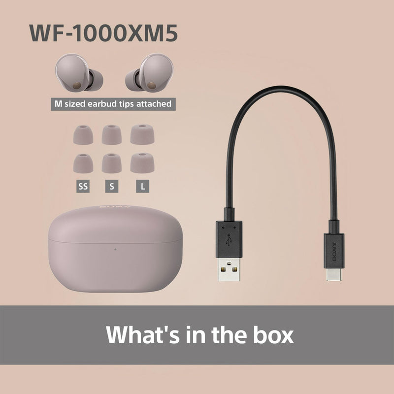 Sony WF1000XM5 true wireless earbuds in pink, imported from the UK