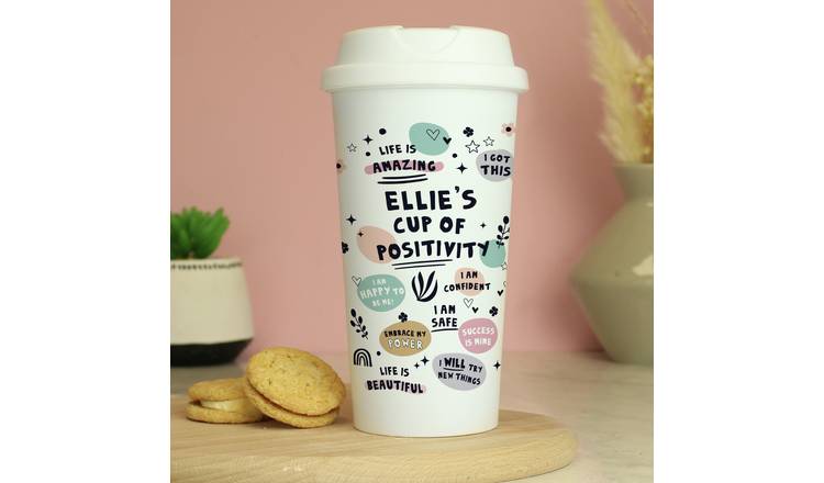 Personalised message affirmations travel mug 380ml, UK version