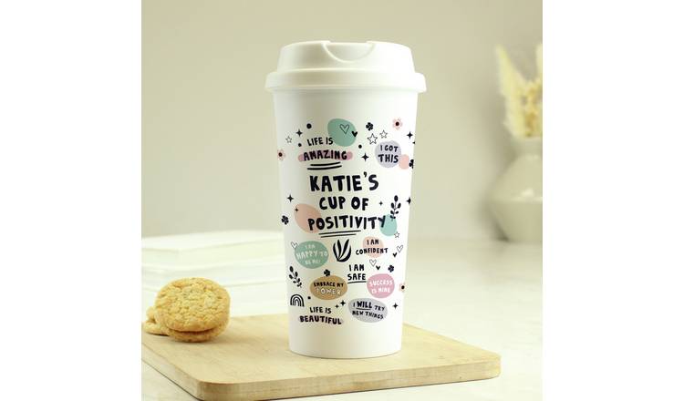 Personalised message affirmations travel mug 380ml, UK version
