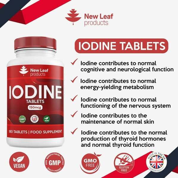 Iodine Tablets 150mcg Supplement Vegan Thyroid Support 180s GOODS Superdrug   